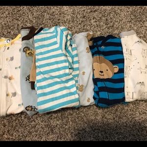 6 Baby Boy Sleepers: 0-3 months